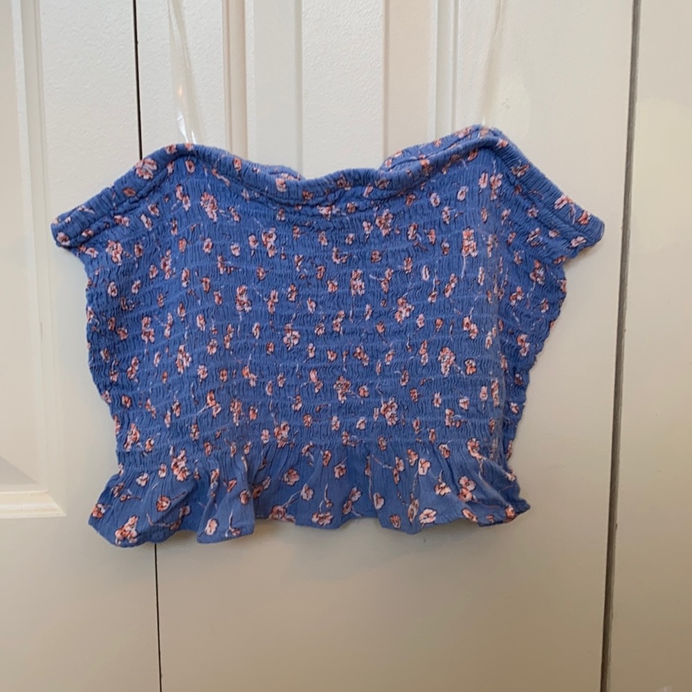 American Eagle Blue Floral Tube Top